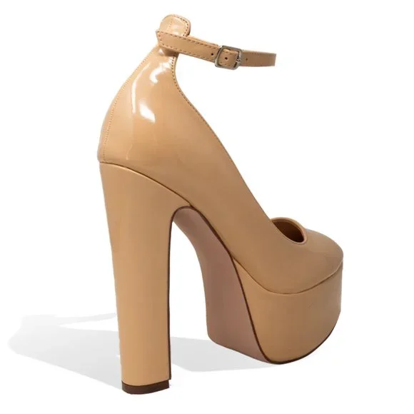 Chase + Chloe Tan Platform Heels - Picture 3 of 4